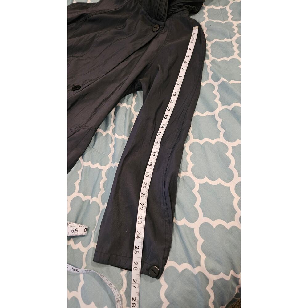Black Pleated Hooded Swing Coat Jacket Womens Medium No Brand - Picture 8 of 9